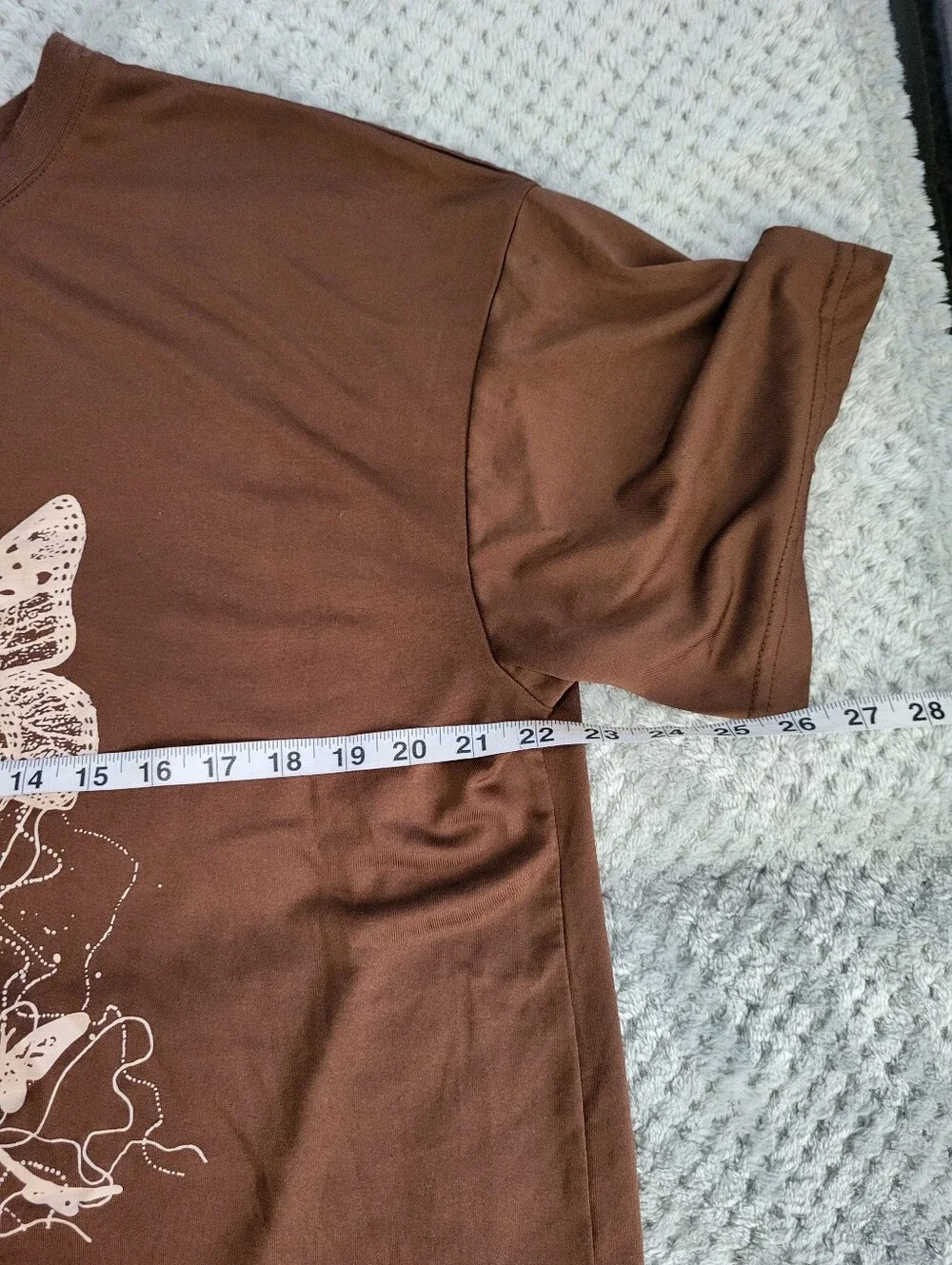 Shein Brown‎ Tee With Butterflies XL